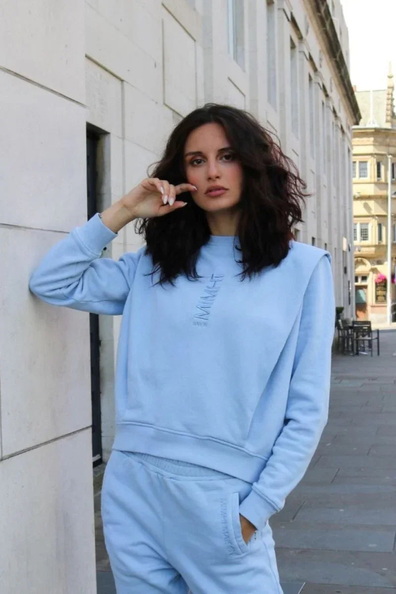 Padded Shoulder Lauper Set – Light Blue - MIMHI MAISON