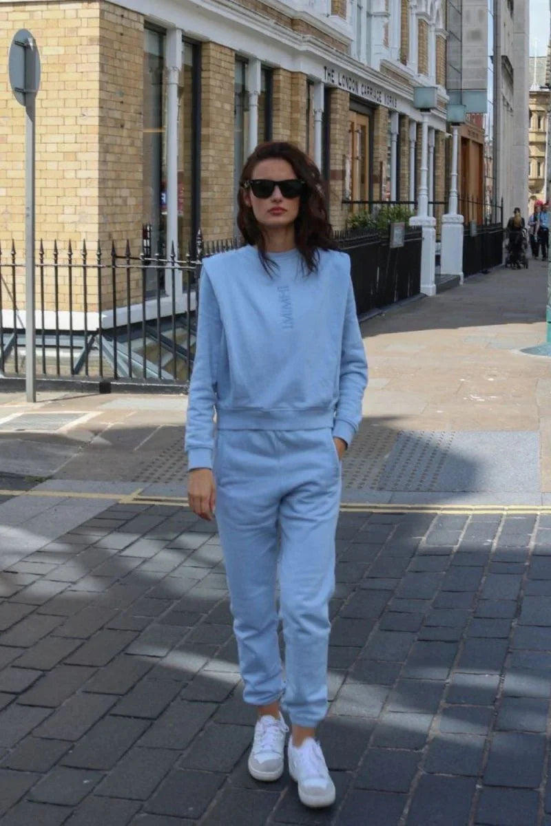 Padded Shoulder Lauper Set – Light Blue - MIMHI MAISON