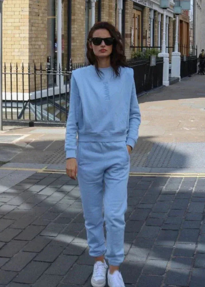 Padded Shoulder Lauper Set – Light Blue - MIMHI MAISON
