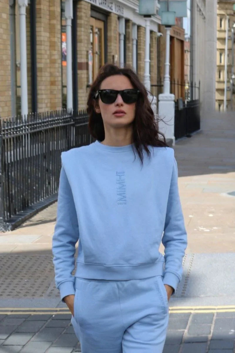 Padded Shoulder Lauper Set – Light Blue - MIMHI MAISON