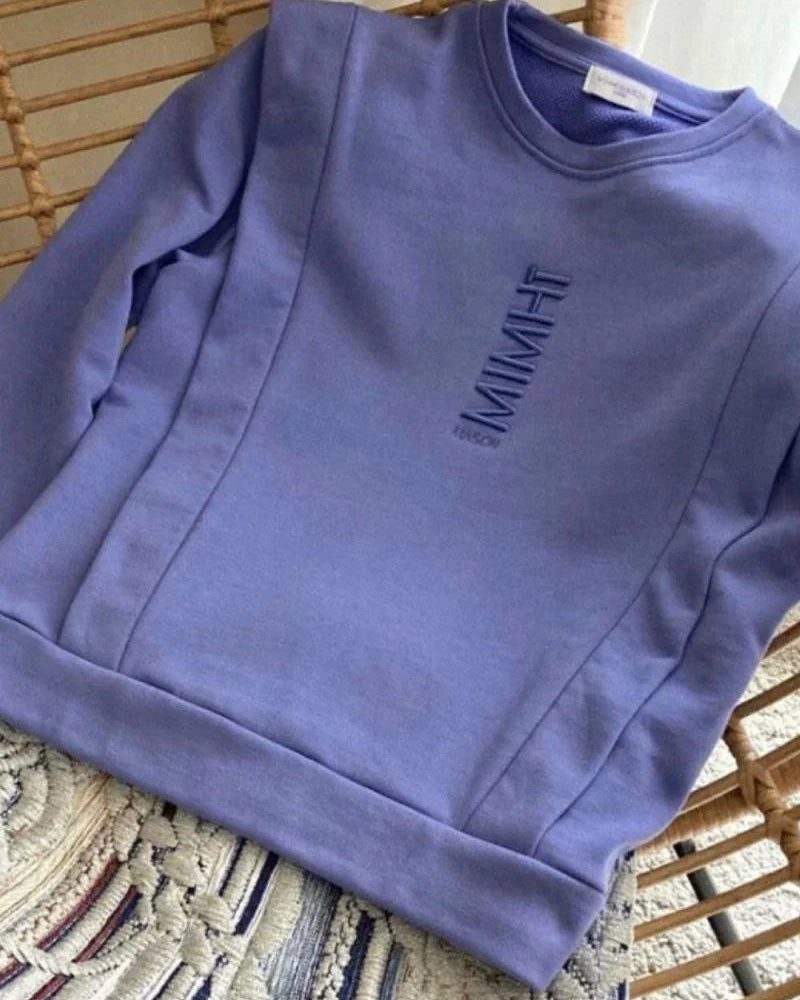 Padded Shoulder Lauper Sweatshirt – Lavender - MIMHI MAISON