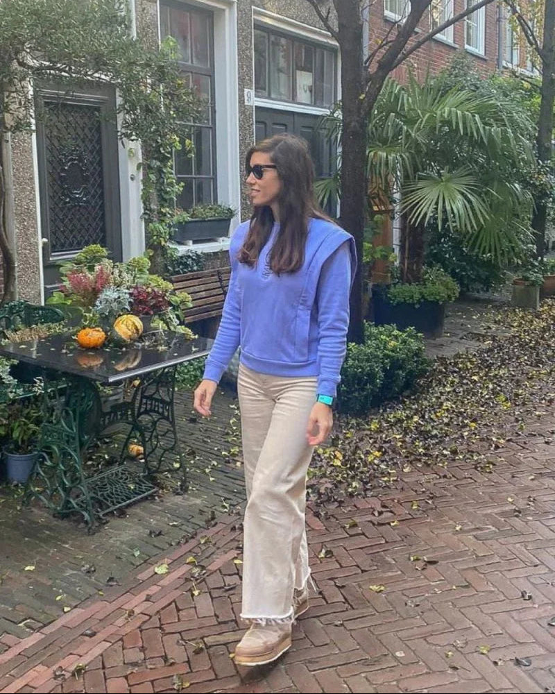 Padded Shoulder Lauper Sweatshirt – Lavender - MIMHI MAISON