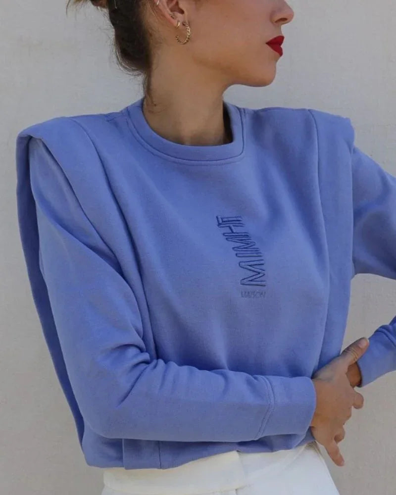 Padded Shoulder Lauper Sweatshirt – Lavender - MIMHI MAISON