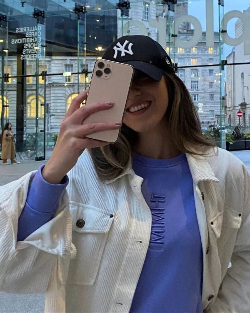 Padded Shoulder Lauper Sweatshirt – Lavender - MIMHI MAISON