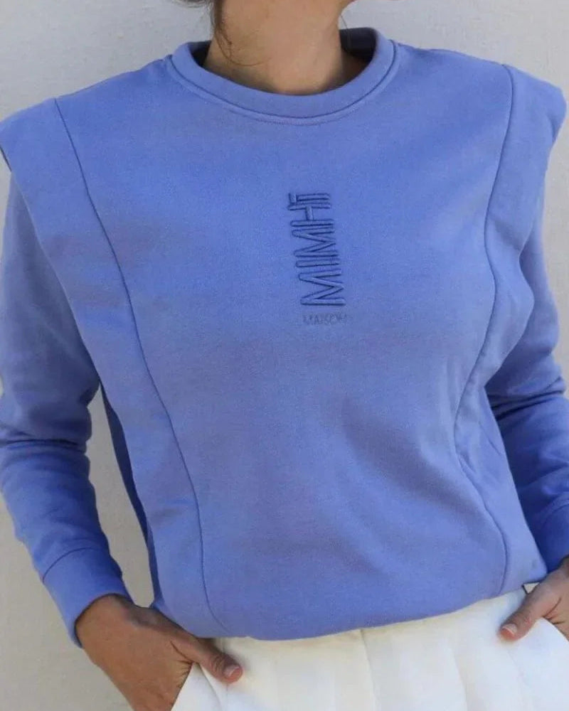 Padded Shoulder Lauper Sweatshirt – Lavender - MIMHI MAISON