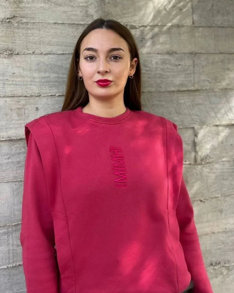 Padded Shoulder Lauper Sweatshirt – Strawberry - MIMHI MAISON