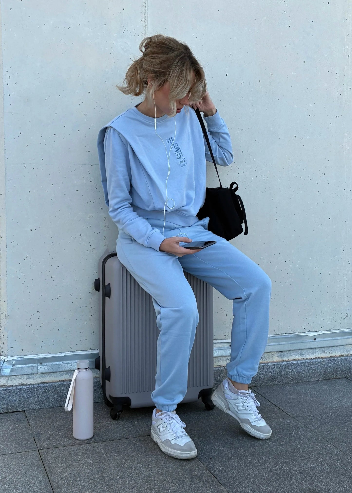 Padded Shoulder Lauper Set – Light Blue