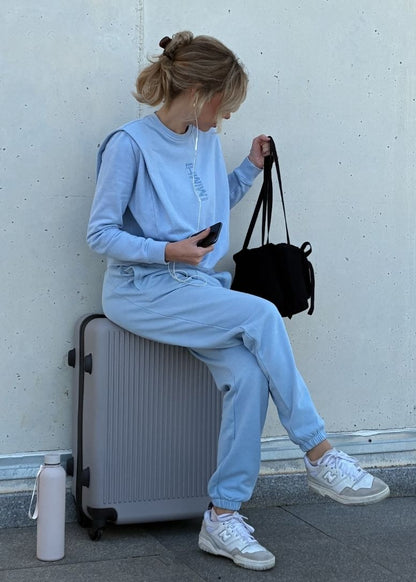 Padded Shoulder Lauper Sweatshirt – Light Blue