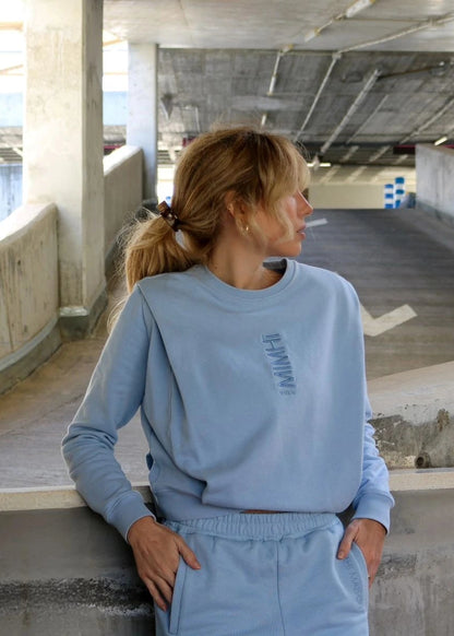 Padded Shoulder Lauper Sweatshirt – Light Blue