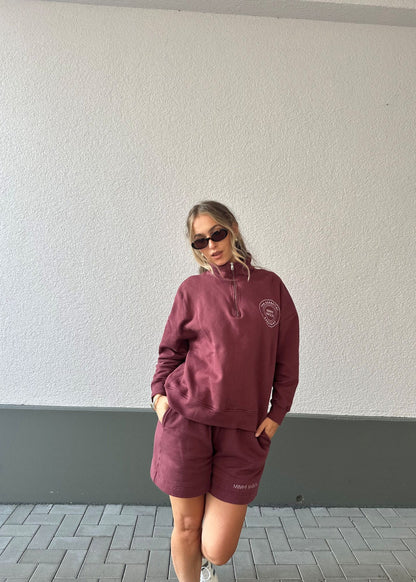 The Essential Half-Zip Set - Burgundy