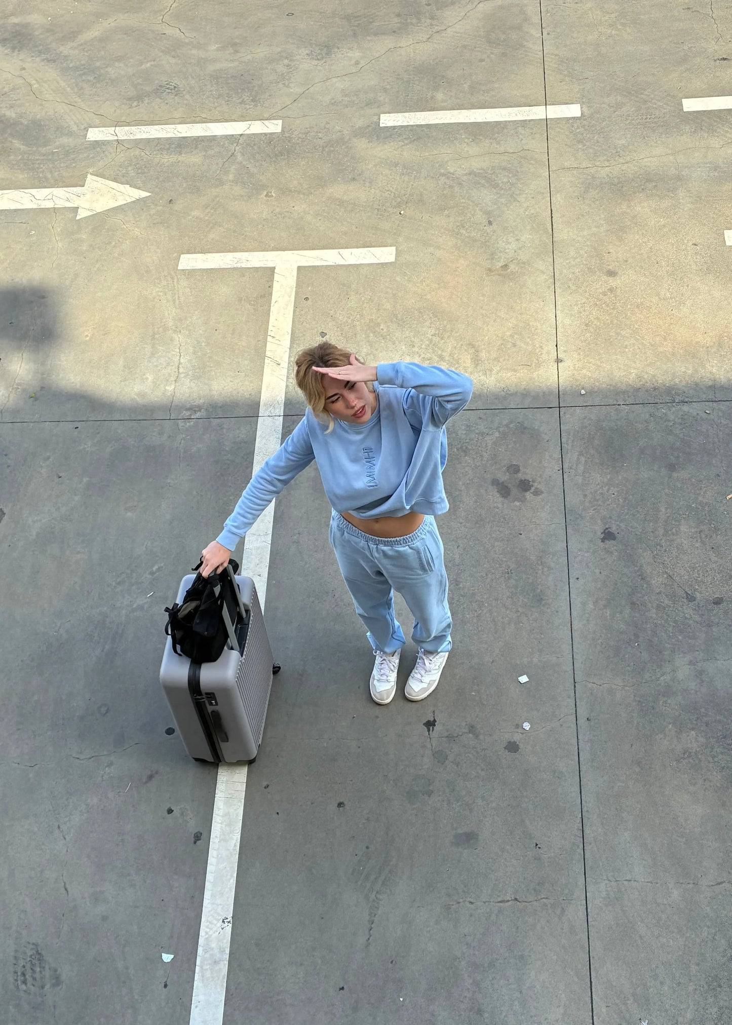 Padded Shoulder Lauper Set – Light Blue