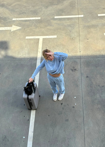 Padded Shoulder Lauper Set – Light Blue