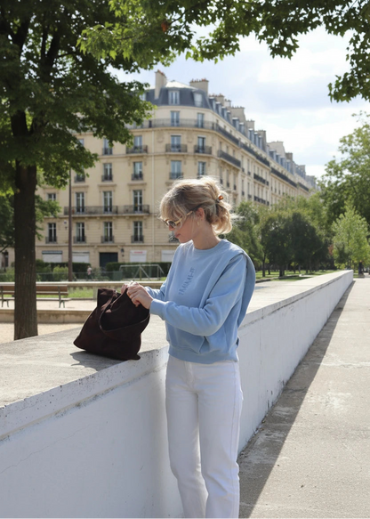 Padded Shoulder Lauper Sweatshirt – Light Blue