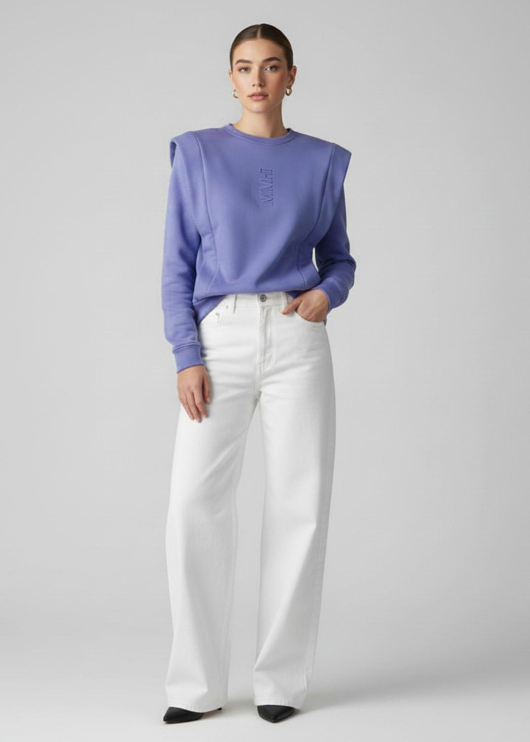 Padded Shoulder Lauper Sweatshirt – Lavender