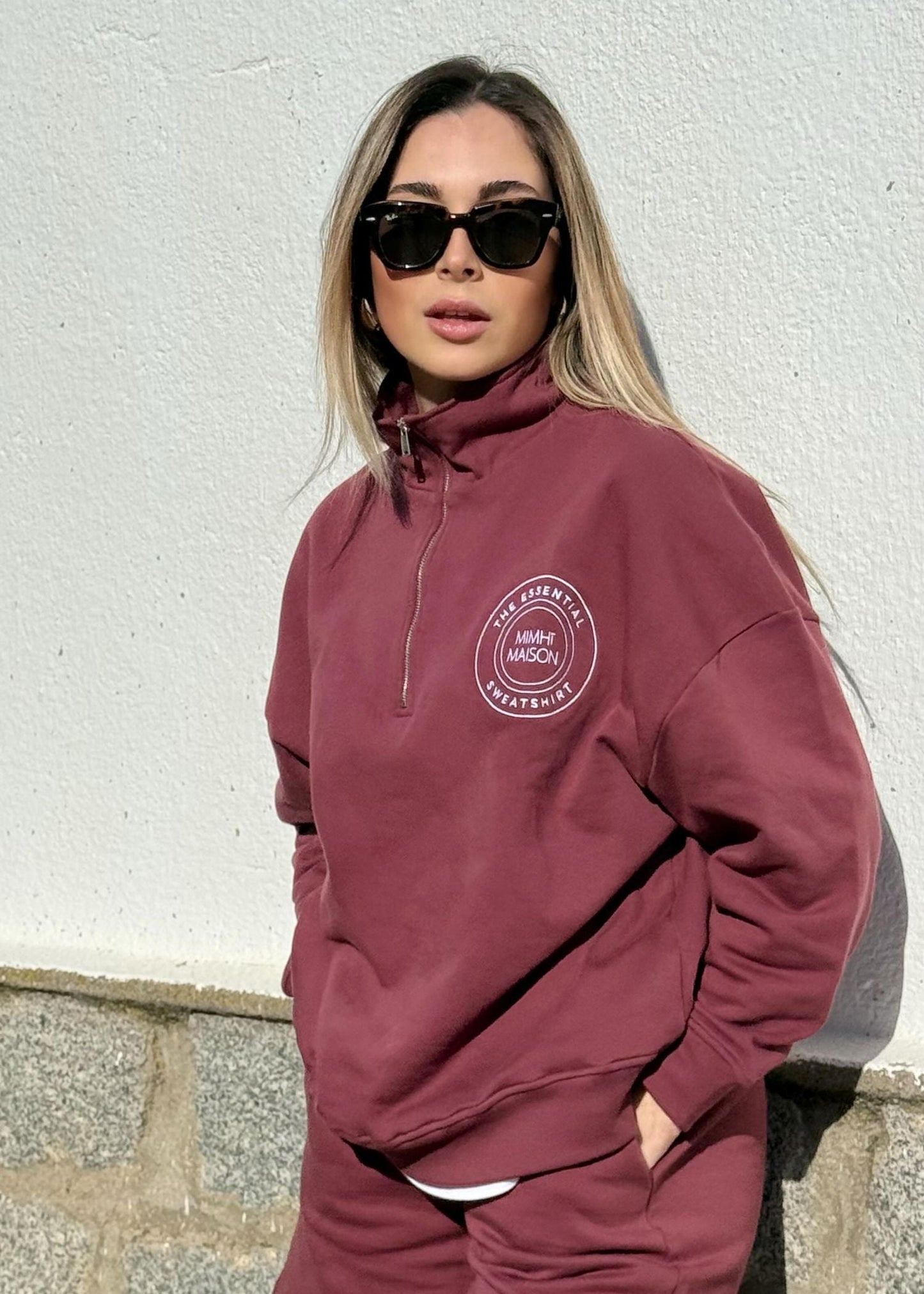 The Essential Half-Zip Set - Burgundy