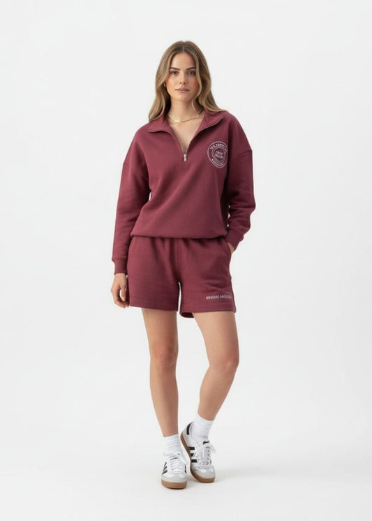 The Essential Half-Zip Sweatshirt - Burgundy