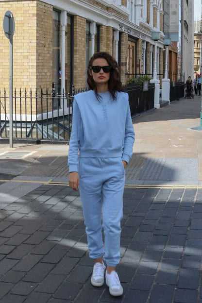 Padded Shoulder Lauper Set – Light Blue - MIMHI MAISON