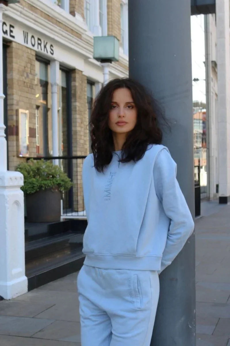 Padded Shoulder Lauper Set – Light Blue - MIMHI MAISON