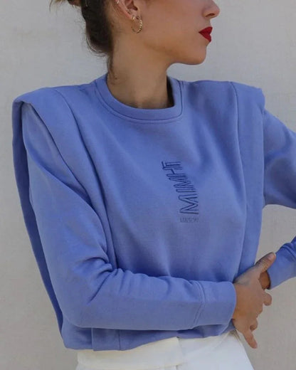 Padded Shoulder Lauper Sweatshirt – Lavender - MIMHI MAISON