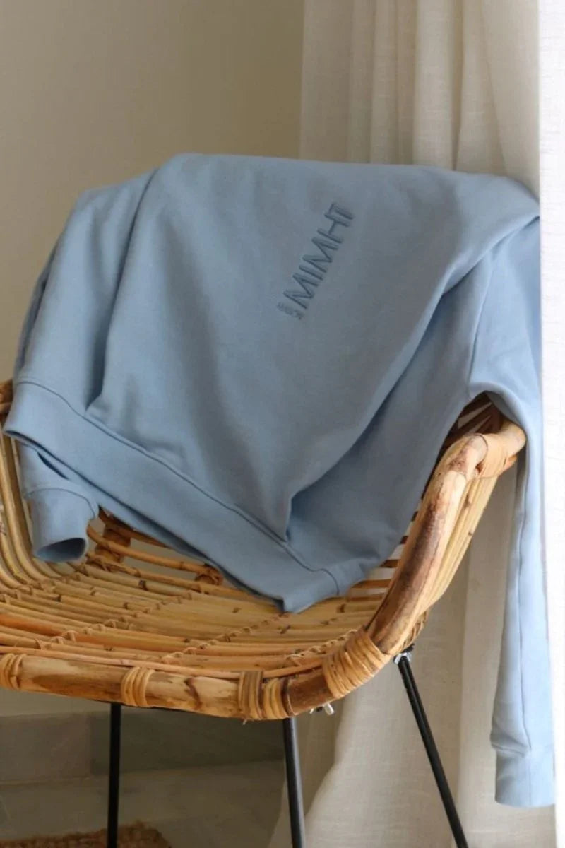 Padded Shoulder Lauper Sweatshirt – Light Blue - MIMHI MAISON