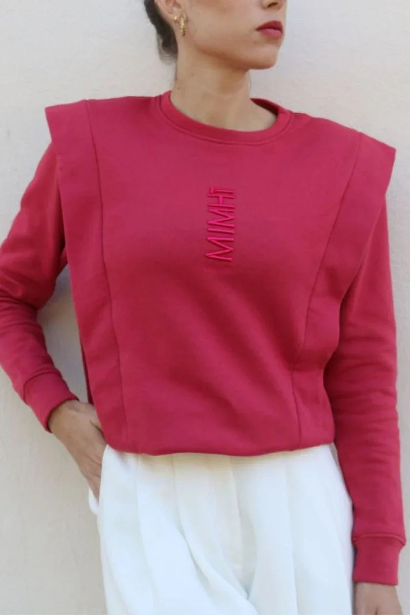 Padded Shoulder Lauper Sweatshirt – Strawberry - MIMHI MAISON