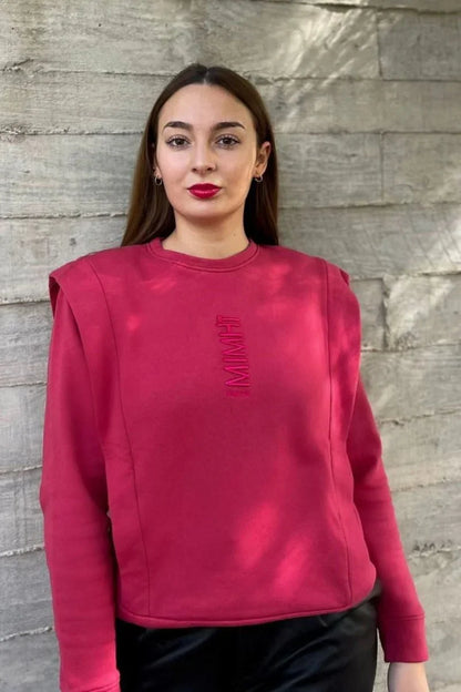 Padded Shoulder Lauper Sweatshirt – Strawberry - MIMHI MAISON