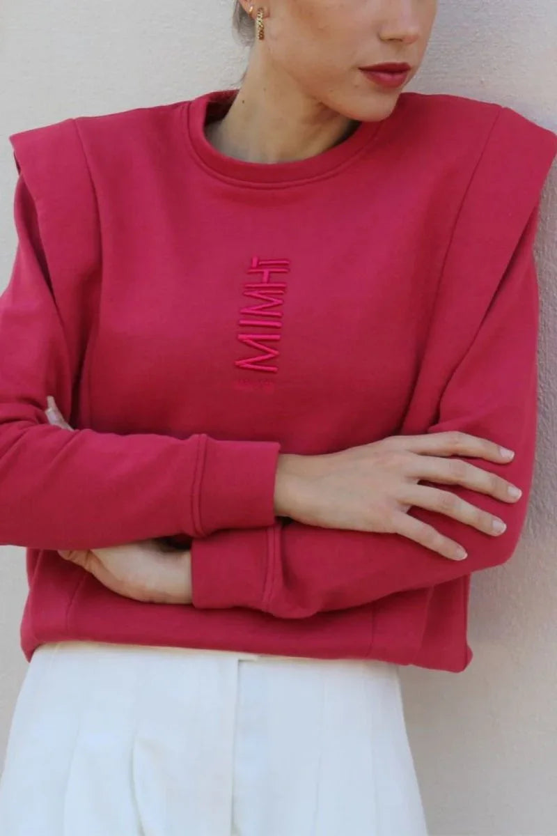 Padded Shoulder Lauper Sweatshirt – Strawberry - MIMHI MAISON
