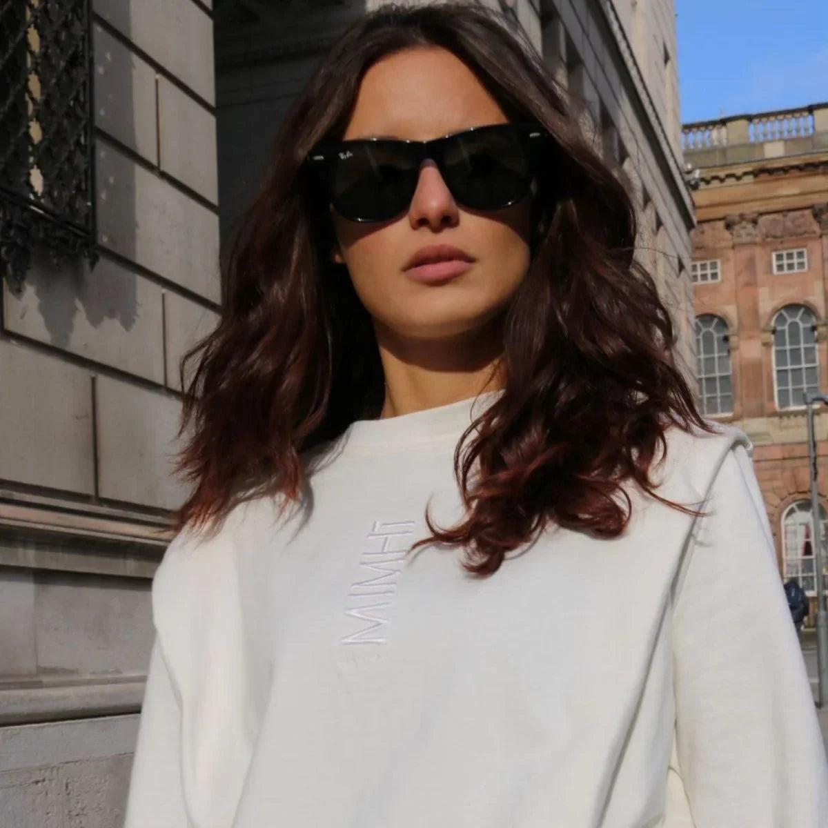 Padded Shoulder Lauper Sweatshirt – White - MIMHI MAISON