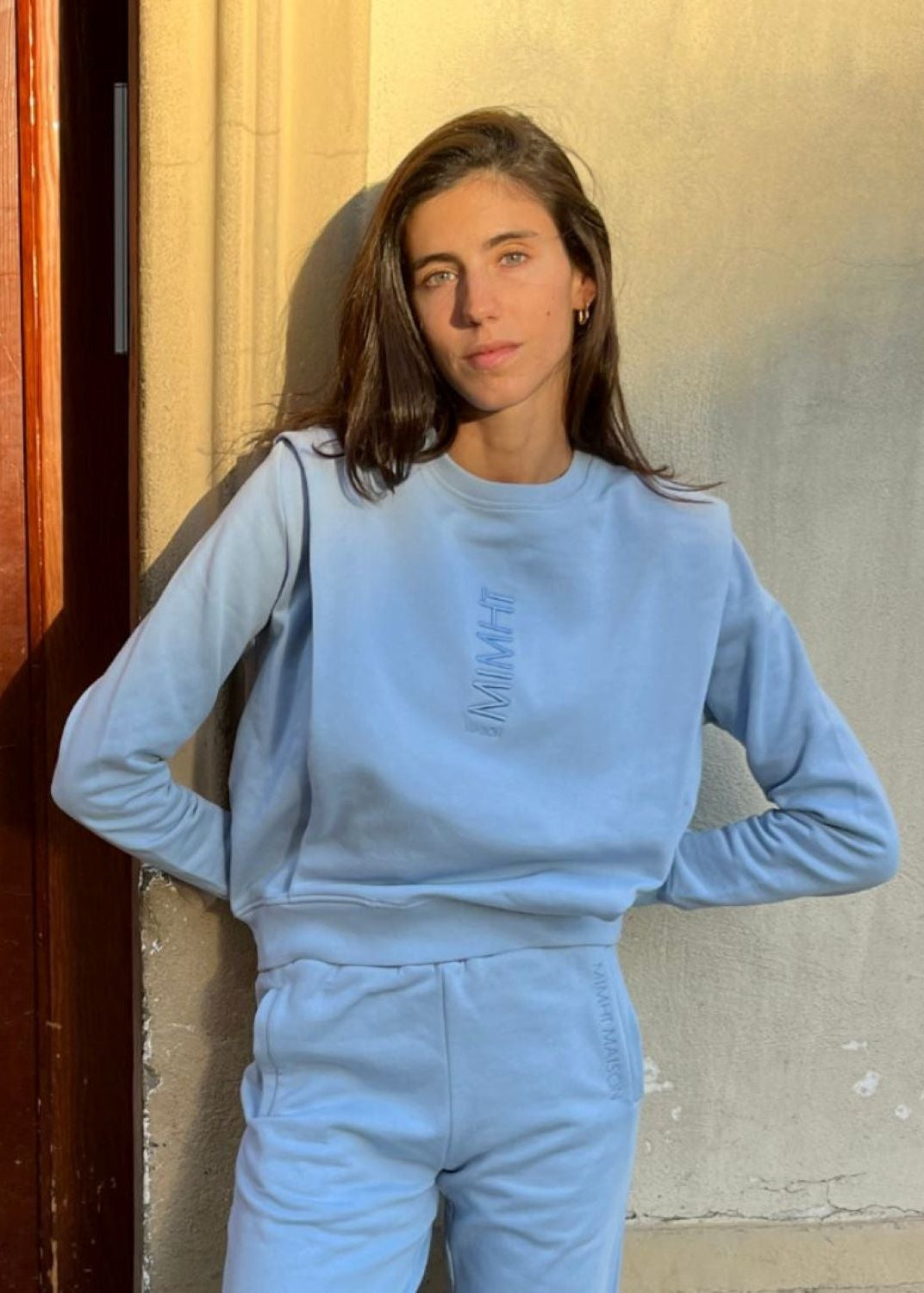 Padded Shoulder Lauper Sweatshirt – Light Blue